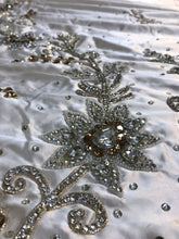 Load image into Gallery viewer, Super Sparkle Silver Rhinestone Full Length Bridal Applique on satin fabric - AP044
