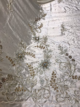 Load image into Gallery viewer, Super Sparkle Silver Rhinestone Full Length Bridal Applique on satin fabric - AP044