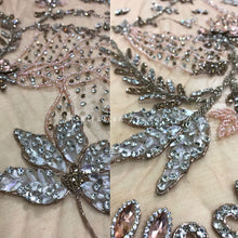 Load image into Gallery viewer, Exquisite nude coloured Crystal stone Work Applique Design - AP046