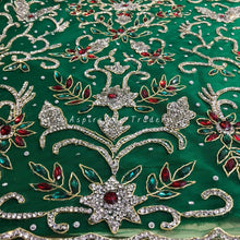 Load image into Gallery viewer, Emerald Green Crystal stone beaded Applique Design - AP047