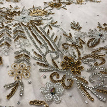 Load image into Gallery viewer, White with Gold Designer Crystal Stone Applique - AP049