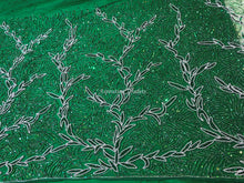 Load image into Gallery viewer, Gloomy Nigerian Green with Silver Beaded work Designer set of Applique AP077