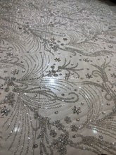 Load image into Gallery viewer, Enhancing Feather White Applique Designer Set With Heavy Stone Work AP080