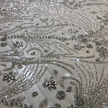 Load image into Gallery viewer, Enhancing Feather White Applique Designer Set With Heavy Stone Work AP080