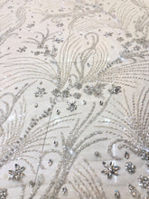 Load image into Gallery viewer, Enhancing Feather White Applique Designer Set With Heavy Stone Work AP080