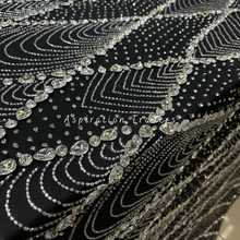 Load image into Gallery viewer, Trendsetting Black with Heavy Silver Crystal Stone work Applique Set - AP082