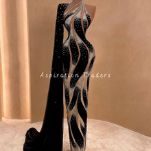 Load image into Gallery viewer, Funky Royal Blue Net Lace Applique With Velvet & Stone Work Designer Set - AP084