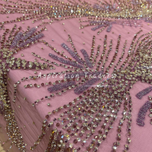 Load image into Gallery viewer, Stunning Fuchsia Pink Hand Beaded & Heavy Stone Work Applique Designer Set - AP085