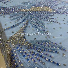 Load image into Gallery viewer, Stunning Fuchsia Pink Hand Beaded & Heavy Stone Work Applique Designer Set - AP085