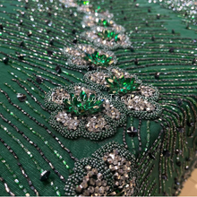 Load image into Gallery viewer, Dark Emerald Green French Beaded Applique Designer Set - AP086