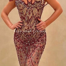 Load image into Gallery viewer, Delicate Cream color with Handcrafted Heavy Red & Silver Beaded Applique Designer Set - AP087