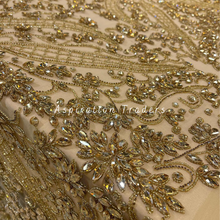 Load image into Gallery viewer, Glistening Gold Applique with Heavy Rhinestone work Designer Set - AP088