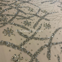 Load image into Gallery viewer, Neutral Beige Exquisite Beaded Work Designer Applique Set - AP091