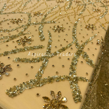 Load image into Gallery viewer, Neutral Beige Exquisite Beaded Work Designer Applique Set - AP091