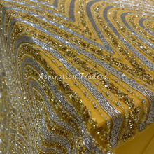 Load image into Gallery viewer, Sunshine Yellow Heavy Sequence with Handmade Classic work Designer Applique Set - AP092