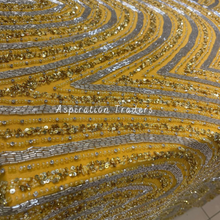 Load image into Gallery viewer, Sunshine Yellow Heavy Sequence with Handmade Classic work Designer Applique Set - AP092