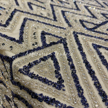 Load image into Gallery viewer, Iconic Off White Applique with Two Color French Beaded work Designer Set - AP093