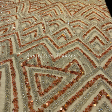 Load image into Gallery viewer, Iconic Off White Applique with Two Color French Beaded work Designer Set - AP093