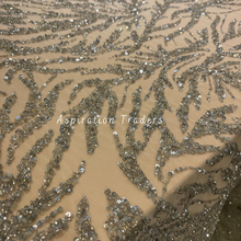 Load image into Gallery viewer, Piety Beige with Silver Sequined Work Designer Applique Set - AP095