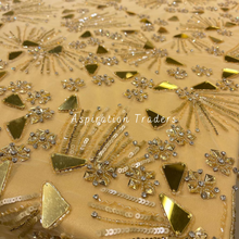 Load image into Gallery viewer, Regal Gold Applique with Handcrafted Classic Beaded & Mirror work Designer Set - AP098