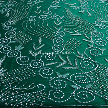 Load image into Gallery viewer, Festive Nigerian Green Pearl Beaded With Multi Stone Work Applique Designer - AP104