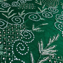 Load image into Gallery viewer, Festive Nigerian Green Pearl Beaded With Multi Stone Work Applique Designer - AP104