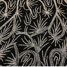 Load image into Gallery viewer, Edgy Black Heavy Sequined French Beaded work Applique Design - AP106