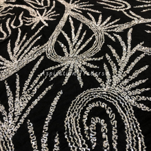 Load image into Gallery viewer, Edgy Black Heavy Sequined French Beaded work Applique Design - AP106