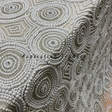 Load image into Gallery viewer, Vintage White Handcrafted Heavy Pearl Beaded Applique Designer Set -AP107