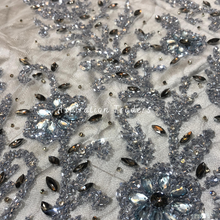 Load image into Gallery viewer, Vintage Grey Classic Sequin Bling Work Rhinestone Beaded Designer Applique Set - AP109