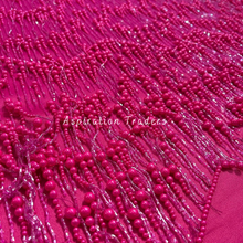 Load image into Gallery viewer, Stunning Pink Pearl & Bling Beaded Fringes Worked Designer Applique Set - AP113