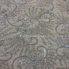 Load image into Gallery viewer, Snow White Hancrafted Small Roxy Stone Bling Beaded Designer Applique Set - AP115