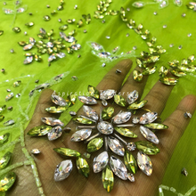 Load image into Gallery viewer, Bold Black Heavy Crystal Stone Beaded Designer Applique Set - AP117