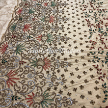 Load image into Gallery viewer, Vintage Off White Applique with Heavy Beaded stone work AP075