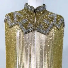 Load image into Gallery viewer, Beaded burlesque Firnges hand made poncho - BDP005
