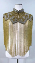 Load image into Gallery viewer, Beaded burlesque Firnges hand made poncho - BDP005