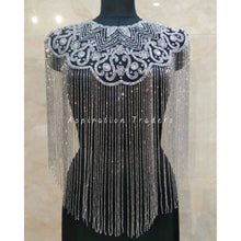 Load image into Gallery viewer, Stunning White beaded Ponchos cape with stonework - BDP009