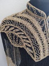 Load image into Gallery viewer, Handmade Gold and Black Treasure Ibiza two-tone fringed Cape poncho - BDP015