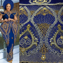 Load image into Gallery viewer, High-Quality Heavy Beaded Designer African/ UGO Wedding VIP George wrapper - HB168