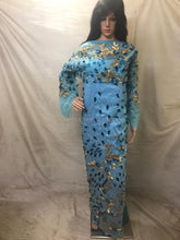 Load image into Gallery viewer, SKY BLUE Silk Taffeta Fabric African Wedding George wrapper Set - HB181