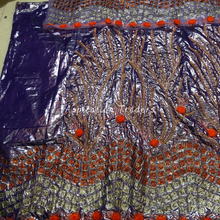 Load image into Gallery viewer, GREY Shimmer fabric Trending George wrapper set With side Fringes and Wine color Beaded Work - HBMG032