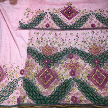 Load image into Gallery viewer, Baby Pink Heavy Beaded Designer Net Lace George wrapper Set - NLDG151