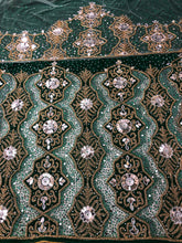 Load image into Gallery viewer, Emerald Green Velvet Heavy Beaded Designer George Wrapper With Blouse- VG040