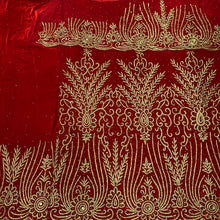 Load image into Gallery viewer, Ravishing Red Velvet Heavy Beaded Designer George Wrapper With Blouse- VG042