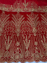 Load image into Gallery viewer, Ravishing Red Velvet Heavy Beaded Designer George Wrapper With Blouse- VG042