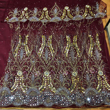 Load image into Gallery viewer, Burnt Orange Heavy Beaded Designer Net Lace George wrapper Set - NLDG156