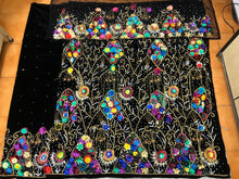 Load image into Gallery viewer, Black Multi colored Designer Velvet Fabric Heavy Beaded VIP George Wrapper With Blouse- VG038