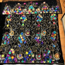 Load image into Gallery viewer, Black Multi colored Designer Velvet Fabric Heavy Beaded VIP George Wrapper With Blouse- VG038