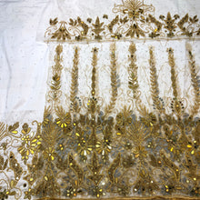 Load image into Gallery viewer, Gorgeous White Heavy Beaded Designer Net Lace George wrapper Set - NLDG152