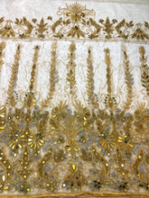 Load image into Gallery viewer, Gorgeous White Heavy Beaded Designer Net Lace George wrapper Set - NLDG152